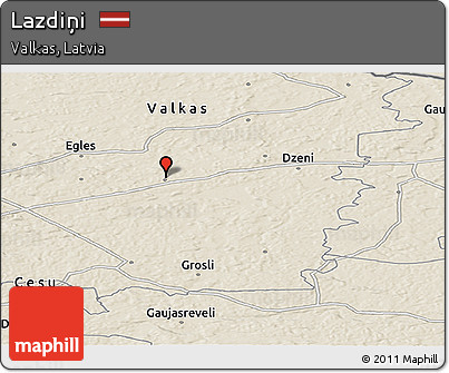 Shaded Relief Panoramic Map of Lazdiņi