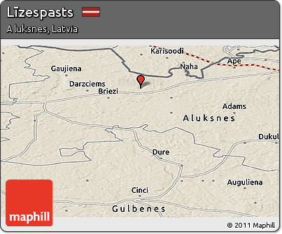 Shaded Relief Panoramic Map of Līzespasts