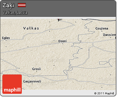 Shaded Relief Panoramic Map of Zaķi