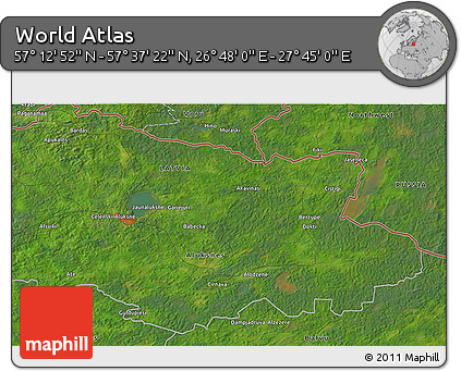Satellite 3D Map of the Area around 57° 25' 7" N, 27° 16' 29" E