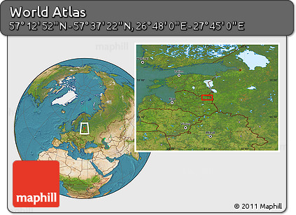 Satellite Location Map of the Area around 57° 25' 7" N, 27° 16' 29" E