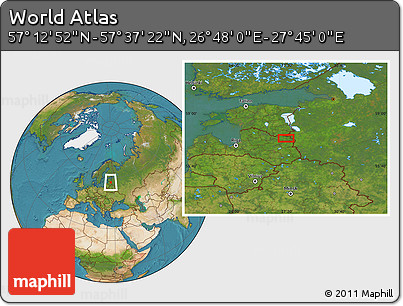 Satellite Location Map of the Area around 57° 25' 7" N, 27° 16' 29" E
