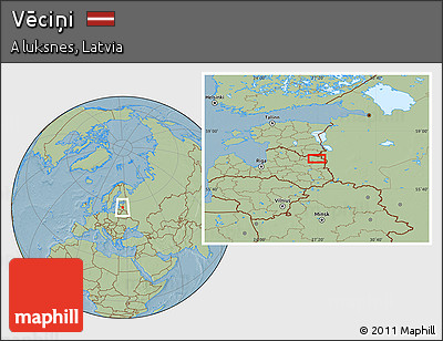 Savanna Style Location Map of Vēciņi, hill shading