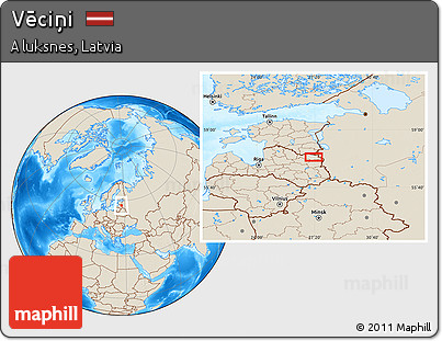 Shaded Relief Location Map of Vēciņi