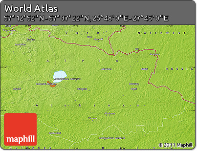 Physical Map of the Area around 57° 25' 7" N, 27° 16' 29" E