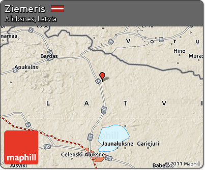 Shaded Relief Map of Ziemeris