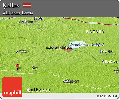 Physical Panoramic Map of Ķelles
