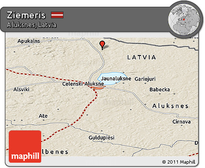 Shaded Relief Panoramic Map of Ziemeris