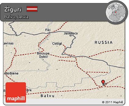 Shaded Relief Panoramic Map of Žīguri
