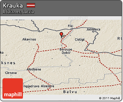 Shaded Relief Panoramic Map of Krauka