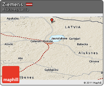 Shaded Relief Panoramic Map of Ziemeris
