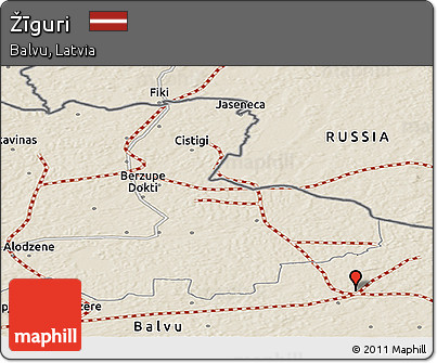 Shaded Relief Panoramic Map of Žīguri
