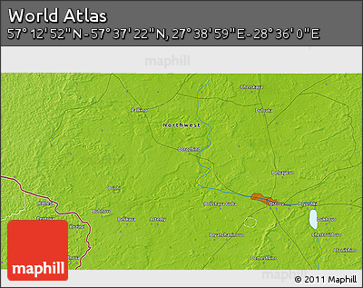 Physical 3D Map of the Area around 57° 25' 7" N, 28° 7' 30" E