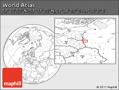 Blank Location Map of the Area around 57° 25' 7" N, 28° 7' 30" E