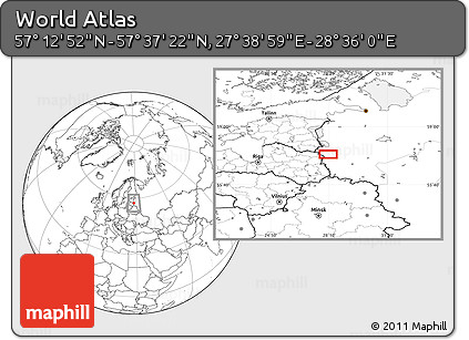 Blank Location Map of the Area around 57° 25' 7" N, 28° 7' 30" E