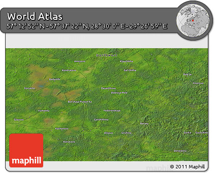 Satellite 3D Map of the Area around 57° 25' 7" N, 28° 58' 30" E