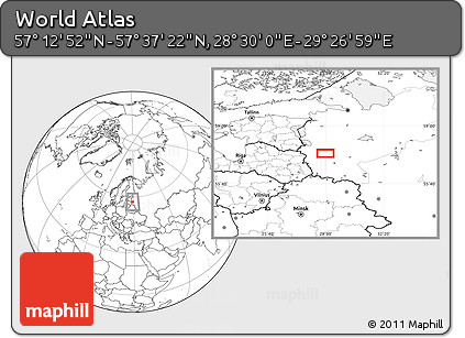 Blank Location Map of the Area around 57° 25' 7" N, 28° 58' 30" E