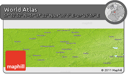Physical Panoramic Map of the Area around 57° 25' 7" N, 28° 58' 30" E