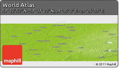 Physical Panoramic Map of the Area around 57° 25' 7" N, 28° 58' 30" E