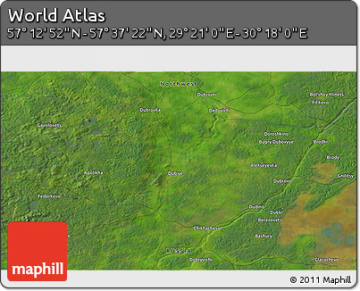 Satellite 3D Map of the Area around 57° 25' 7" N, 29° 49' 30" E