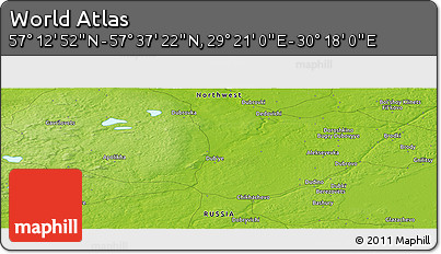 Physical Panoramic Map of the Area around 57° 25' 7" N, 29° 49' 30" E