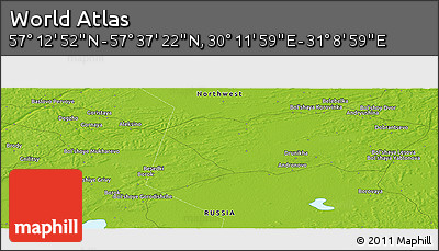 Physical Panoramic Map of the Area around 57° 25' 7" N, 30° 40' 29" E