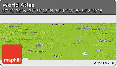 Physical Panoramic Map of the Area around 57° 25' 7" N, 30° 40' 29" E