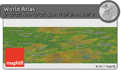 Satellite Panoramic Map of the Area around 57° 25' 7" N, 30° 40' 29" E