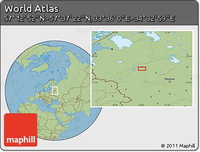 Savanna Style Location Map of the Area around 57° 25' 7" N, 34° 4' 30" E