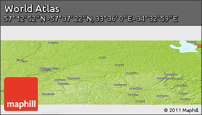 Physical Panoramic Map of the Area around 57° 25' 7" N, 34° 4' 30" E