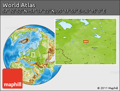 Physical Location Map of the Area around 57° 25' 7" N, 35° 46' 29" E