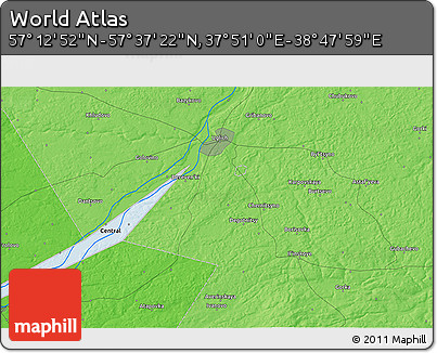Political 3D Map of the Area around 57° 25' 7" N, 38° 19' 30" E