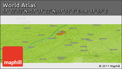 Physical Panoramic Map of the Area around 57° 25' 7" N, 38° 19' 30" E