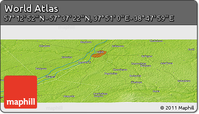 Physical Panoramic Map of the Area around 57° 25' 7" N, 38° 19' 30" E
