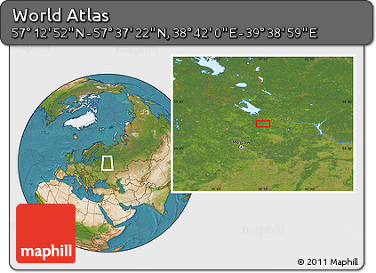 Satellite Location Map of the Area around 57° 25' 7" N, 39° 10' 29" E