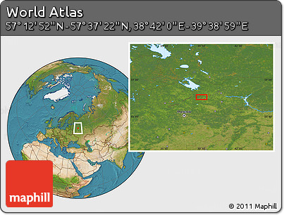 Satellite Location Map of the Area around 57° 25' 7" N, 39° 10' 29" E