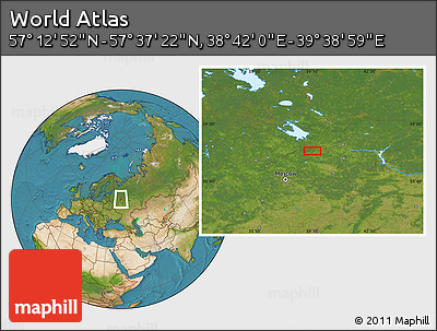 Satellite Location Map of the Area around 57° 25' 7" N, 39° 10' 29" E
