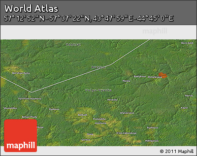 Satellite 3D Map of the Area around 57° 25' 7" N, 44° 16' 29" E
