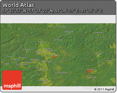 Satellite 3D Map of the Area around 57° 25' 7" N, 45° 7' 30" E