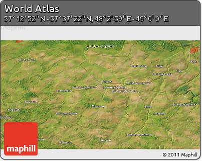 Satellite 3D Map of the Area around 57° 25' 7" N, 48° 31' 29" E