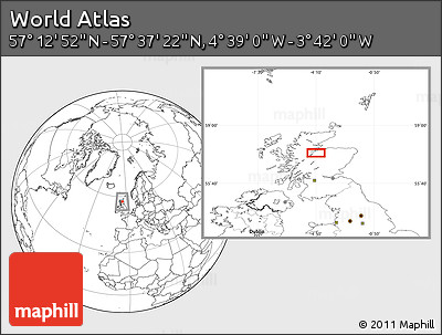 Blank Location Map of the Area around 57° 25' 7" N, 4° 10' 30" W