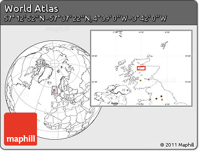 Blank Location Map of the Area around 57° 25' 7" N, 4° 10' 30" W