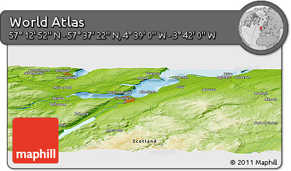Physical Panoramic Map of the Area around 57° 25' 7" N, 4° 10' 30" W