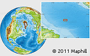 Physical Location Map of the area around 57° 25' 7" N, 54° 19' 30" W