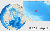 Shaded Relief Location Map of the area around 57° 25' 7" N, 54° 19' 30" W