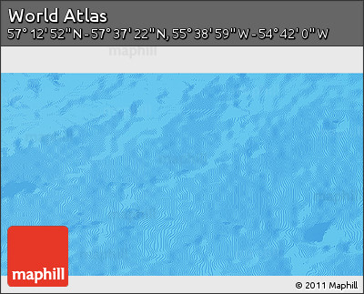 Shaded Relief 3D Map of the Area around 57° 25' 7" N, 55° 10' 29" W