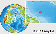 Physical Location Map of the area around 57° 25' 7" N, 55° 10' 29" W
