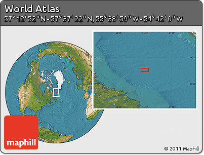 Satellite Location Map of the Area around 57° 25' 7" N, 55° 10' 29" W