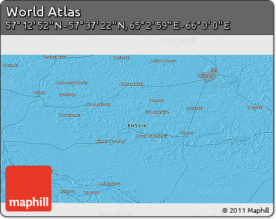 Political 3D Map of the Area around 57° 25' 7" N, 65° 31' 30" E