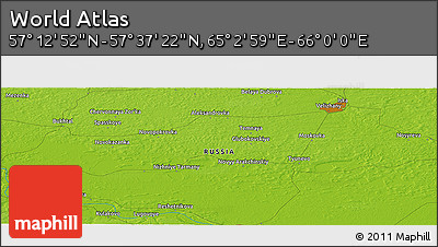Physical Panoramic Map of the Area around 57° 25' 7" N, 65° 31' 30" E